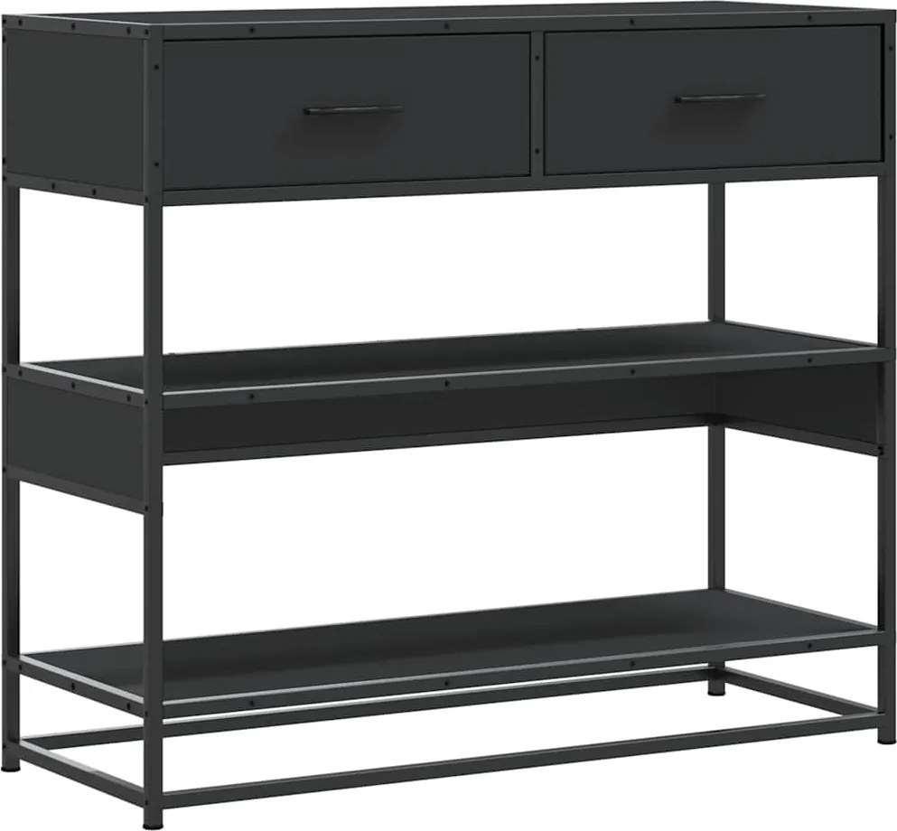 vidaXL fekete szerelt fa tálalóasztal 90x35x80 cm