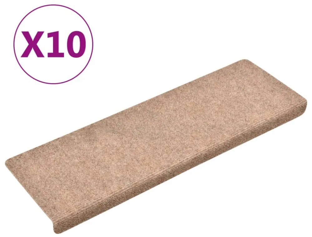 10 db krém tűlyukasztott lépcsőszőnyeg 65x21x4 cm