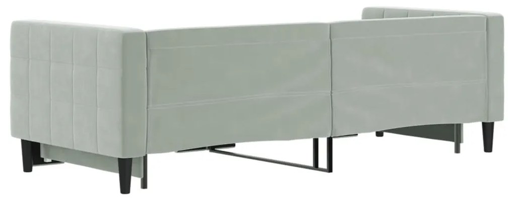 világosszürke kihúzható bársony heverő 80 x 200 cm