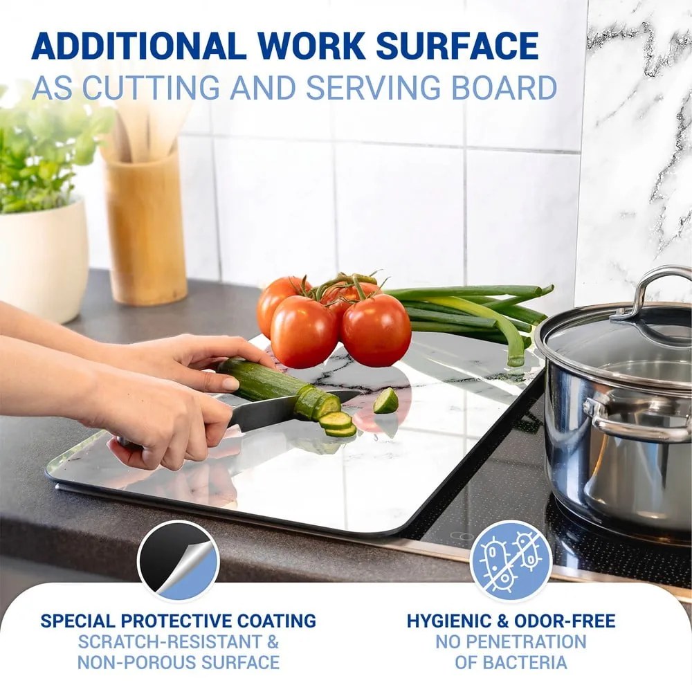 Edzett üveg tűzhely fedőlap szett 2 db-os 30x52 cm Marble – Wenko