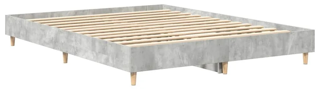 betonszürke szerelt fa ágykeret matrac nélkül 150 x 200 cm