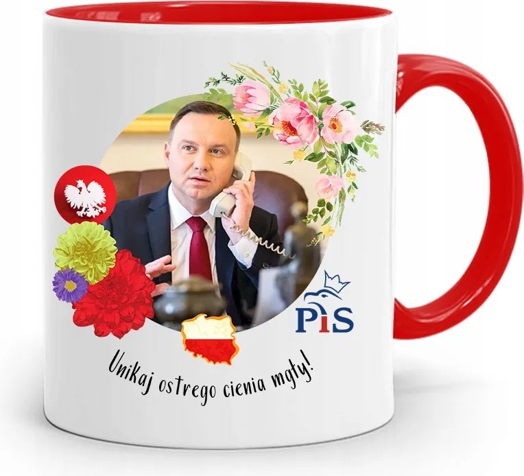 Piros Elnöki Bögre Andrzej Duda Pis Egészség felirattal