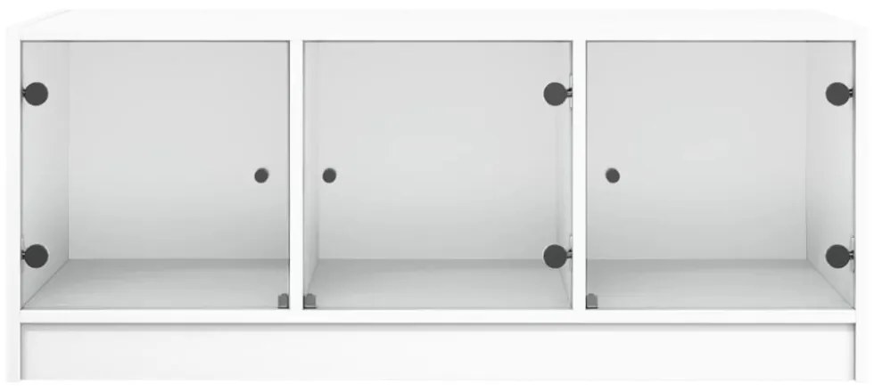 fehér dohányzóasztal üvegajtókkal 102 x 50 x 42 cm