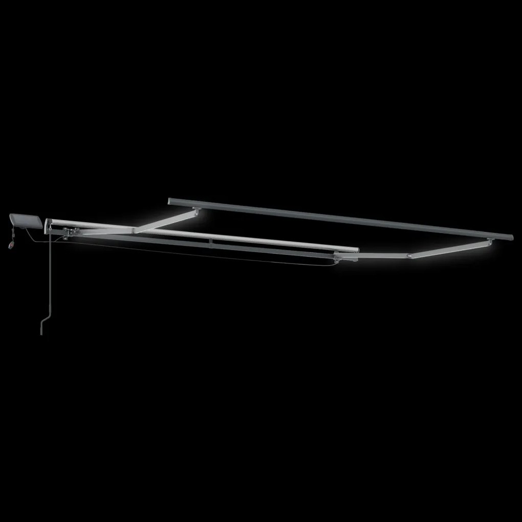 Manuális behúzható napernyő LED világítással Narancs és Barna 300x250 cm