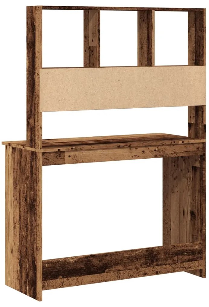 antik fa színű szerelt fa íróasztal polcokkal 102 x 45 x 148 cm