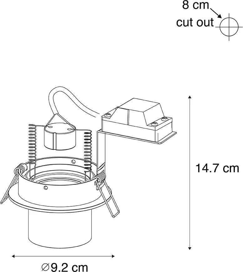 Modern beépíthető spotlámpa szett, 6 db, antracit, GU10, 50 mm, kerek, dönthető - Installa