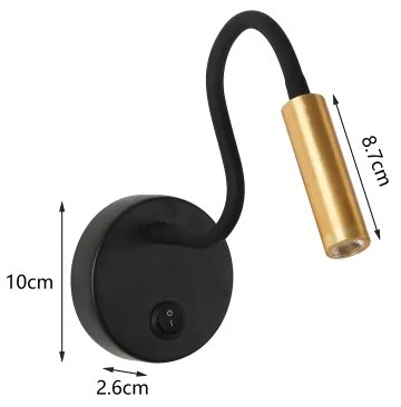 Brilagi - LED Rugalmas fali lámpa MAYA LED/3W/230V 4000K fekete/arany