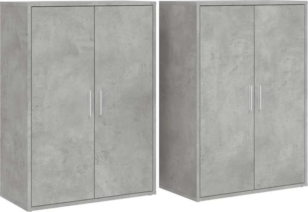 vidaXL 2 db betonszürke szerelt fa tálalószekrény 60 x 31 x 84 cm