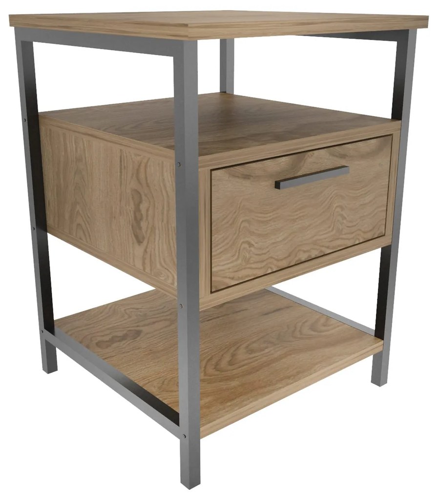 Éjjeliszekrény Alba - Black, Oak