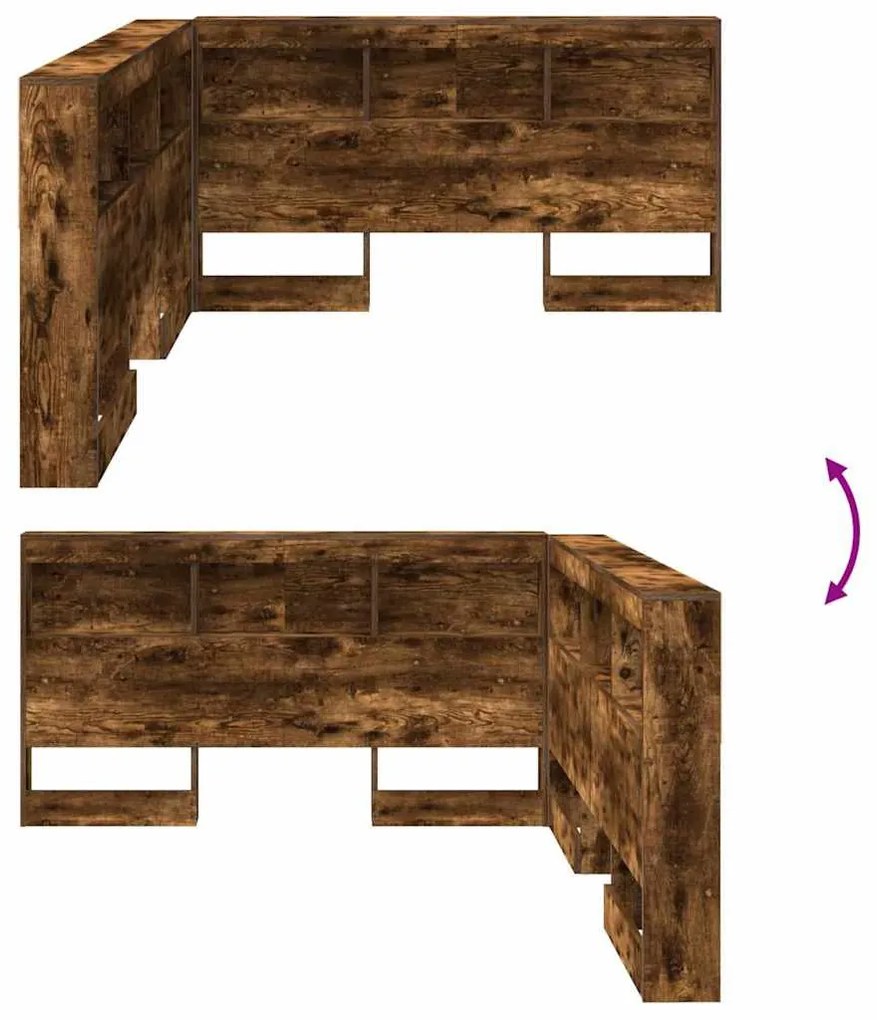 Tároló fejtámla polcokkal Füstölt tölgy 150 cm Faanyag