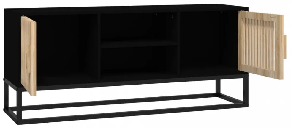 fekete szerelt fa és vas TV-szekrény 105 x 30 x 45 cm
