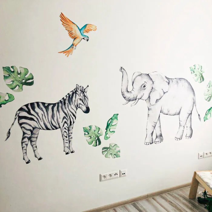 INSPIO Fali matrica - Elefánt és zebra a SZAFARI-ból