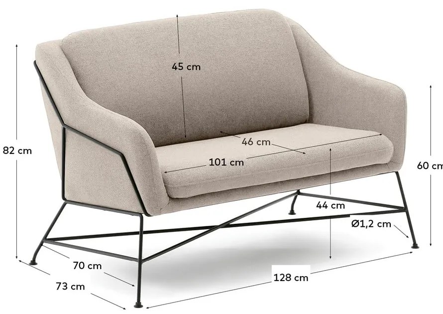 Bézs kanapé 128 cm Brida – Kave Home
