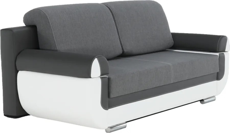 Kanapé, textilbőr fehér+szürke/szürke szövet, KARDYN