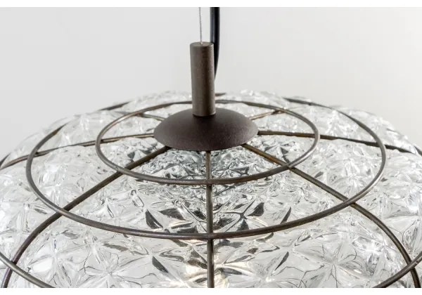 SIRU - Csillár zsinóron TERRA 1xE27/60W/230V fekete/átlátszó Velencei üveg