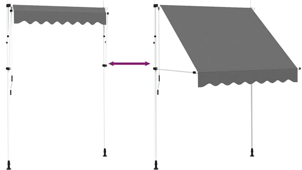 kézzel feltekerhető antracit napellenző 200 cm