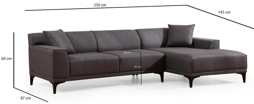 Sarokkanapé Petra R - Antracit