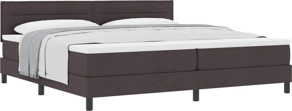 vidaXL Boxrugós ágy matracmal Sötét Barna 200 x 200 cm szövet