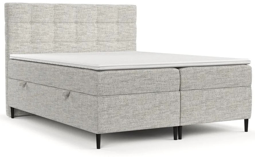 Világosszürke ágyneműtartós boxspring ágy 200x200 cm Urbaneo – Maison de Rêve