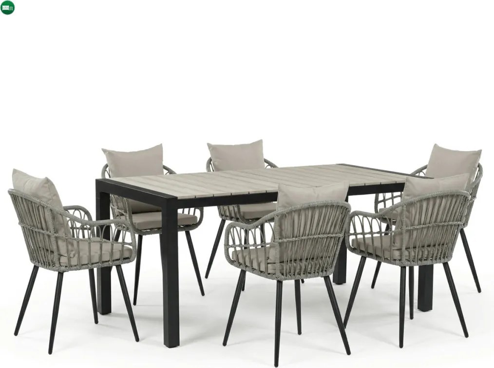 Kerti asztal 160x90 cm, alumínium, polywood, fekete, AZT-S1514 BK