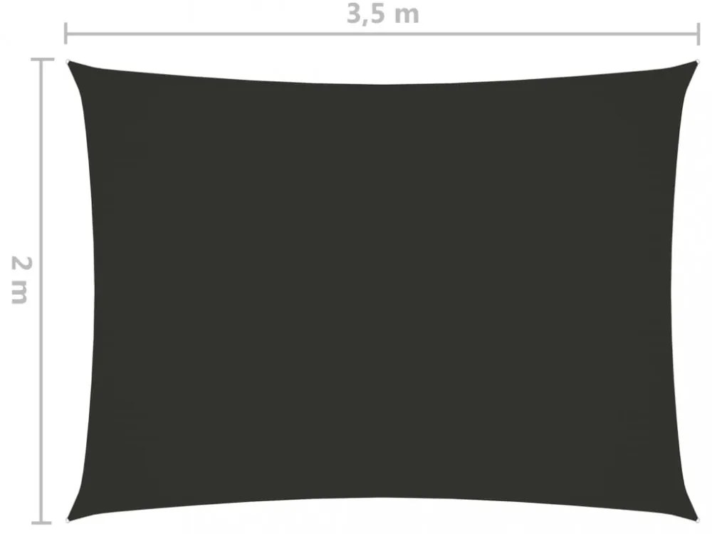 antracitszürke téglalap alakú oxford-szövet napvitorla 2x3,5 m
