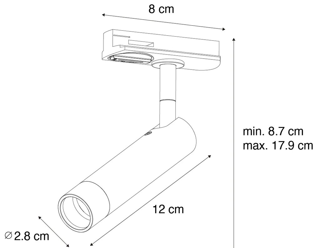 Modern fekete spotlámpa 1 fázisú sínrendszerhez - Iconic Ivy