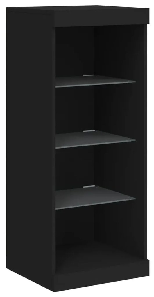fekete tálalószekrény LED-világítással 162 x 37 x 100 cm