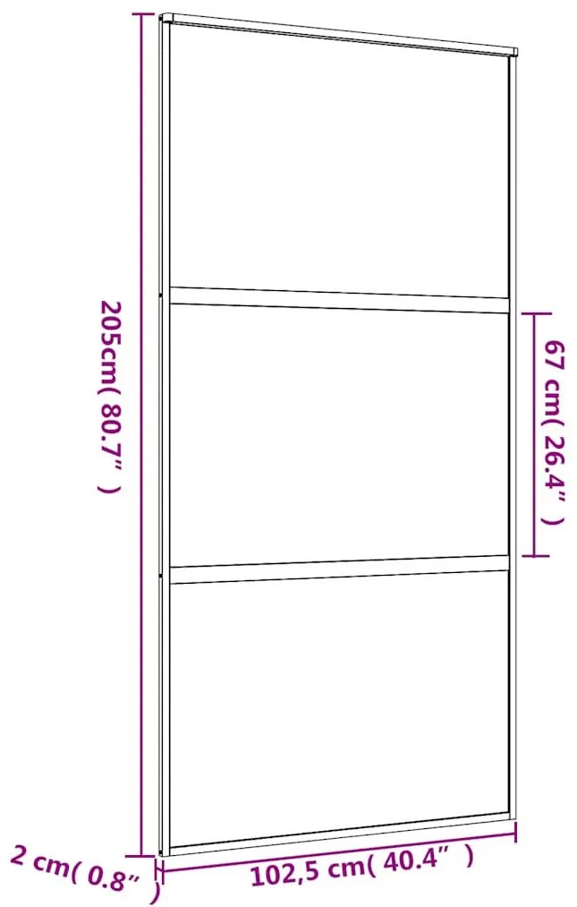 aranyszínű átlátszó ESG üveg és alumínium tolóajtó 102,5x205 cm