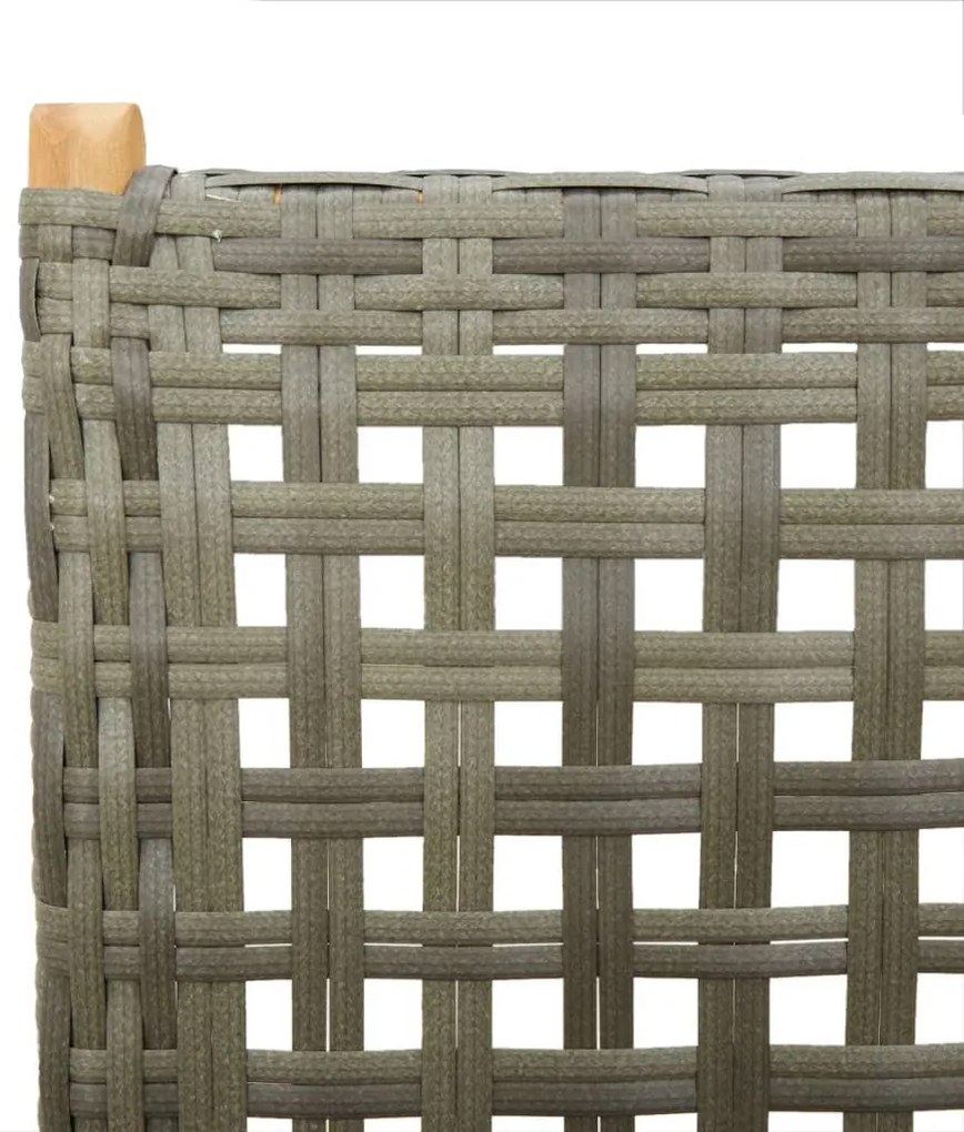 7 részes szürke polyrattan és tömör fa kerti étkezőgarnitúra