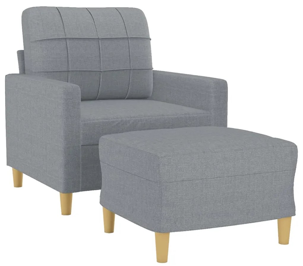 világosszürke szövet kanapéfotel lábtartóval 60 cm
