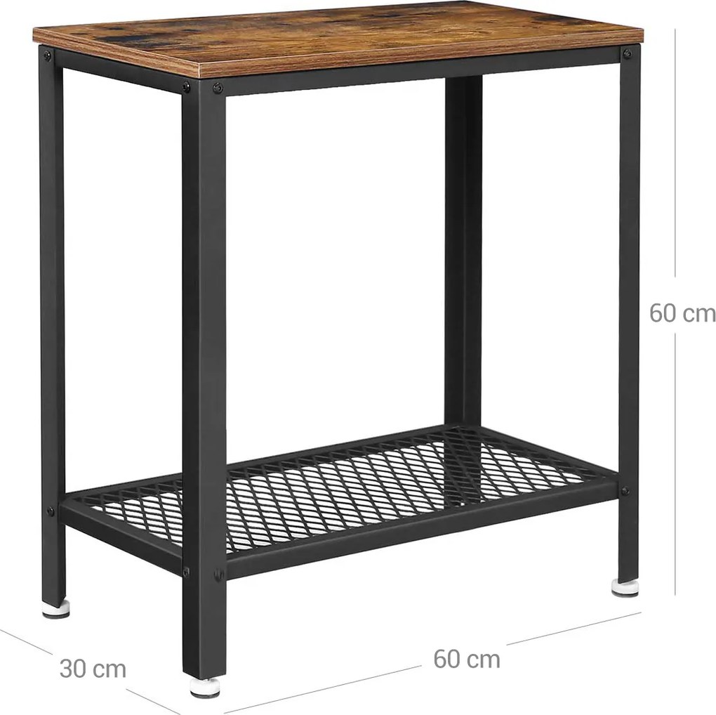 Tárolóasztal polccal TAYLOR 60x30 cm, rusztikus barna