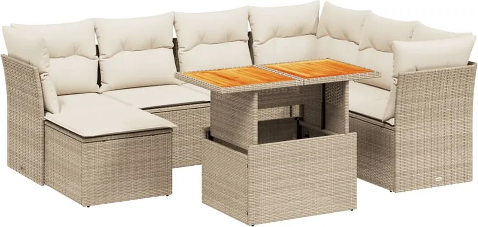 vidaXL 8 részes bézs polyrattan kerti ülőgarnitúra párnával