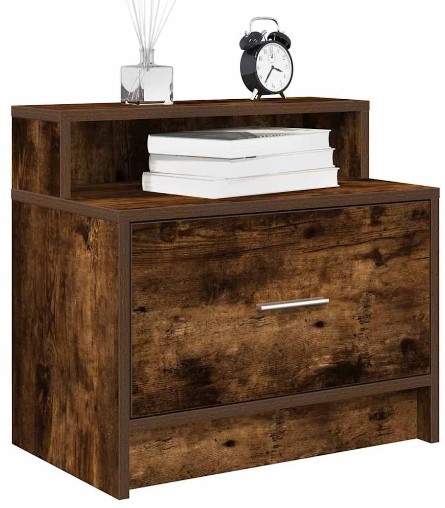 Éjjeliszekrények fiókos 2 db füstölt tölgy 51 x 31 x 47 cm