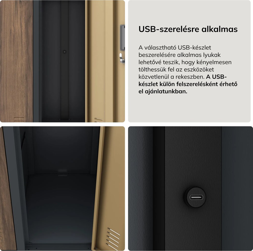 10 ajtós öltözőszekrény, antracit/dió, 1360x1720x450 mm: BARTEK Eco Design