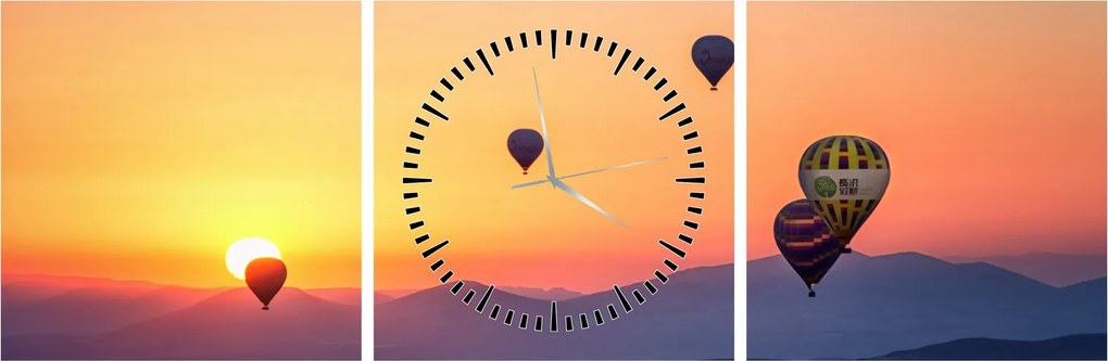 Hőlégballon képe (órával) (90x30 cm)