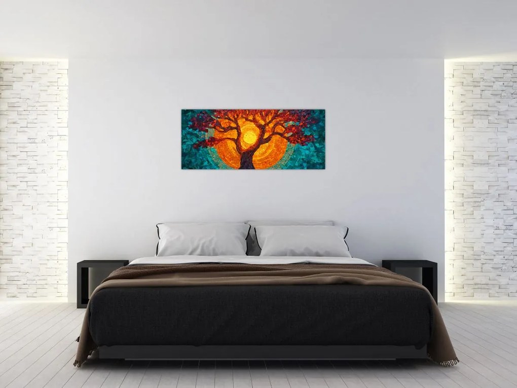 Kép - Az élet fája és a nap mozaikban (120x50 cm)