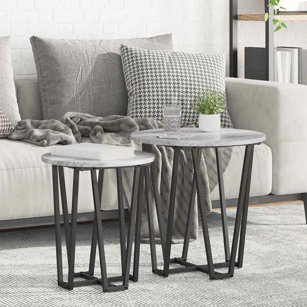 Kisasztal készlet 2 pcs Szürke sonoma és Fekete