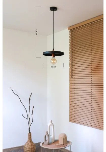 Duolla - Zsinóros függeszték IRONLINE 1xE27/15W/230V átm. 30 cm fekete/rézszínű