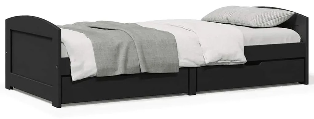 Napozóágy 2 fiókkal matrac nélkül IRUN Fekete 90x200 cm