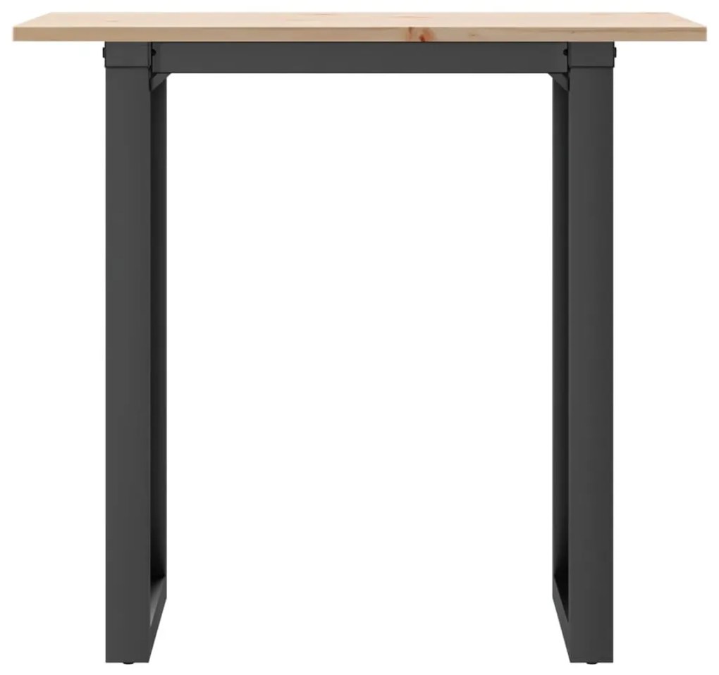 tömör fenyőfa és acél étkezőasztal O-vázzal 80x50x75 cm