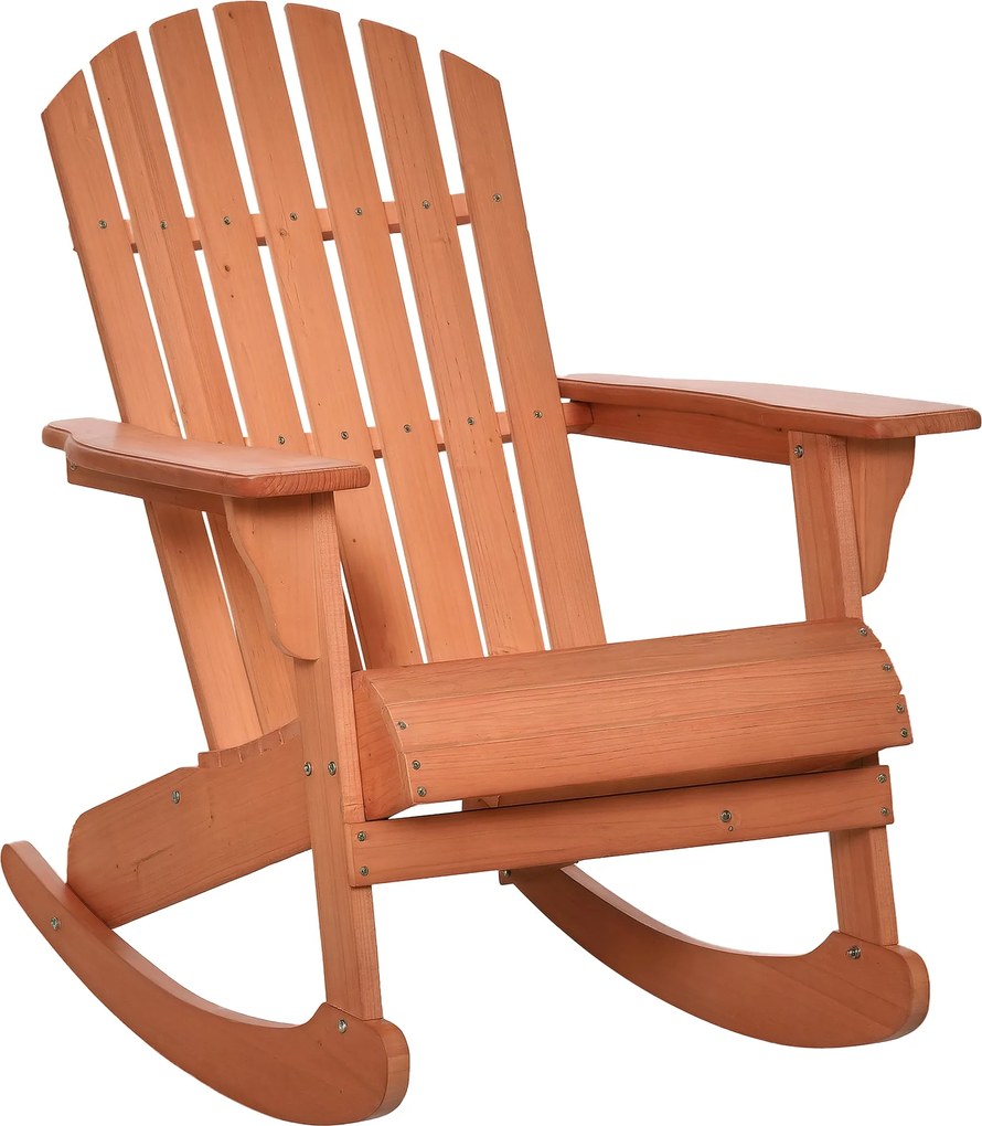 Outsunny Adirondack Fa Hintaágy Természetes Fa 77x94x97 cm Kertbe, Teraszra, Kültéri Rusztikus Stílus 130 kg Teak Szín | Aosom