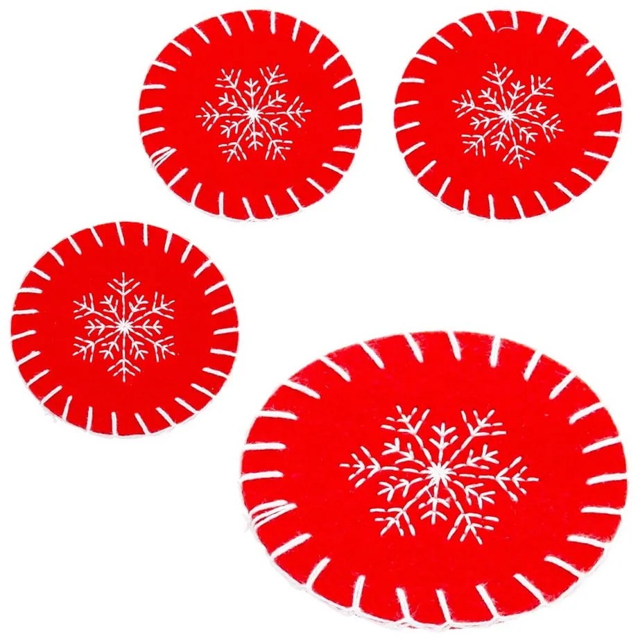 Piros poháralátét szett karácsonyi mintával 4 db-os – Casa Selección