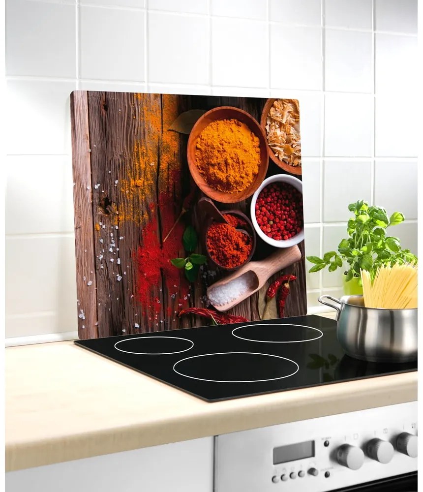 Edzett üveg falvédő tűzhelyhez 50x56 cm Spice – Wenko