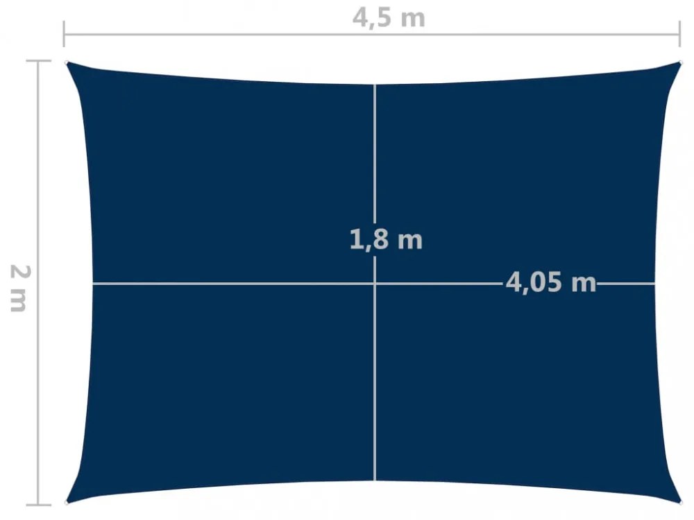 kék téglalap alakú oxford-szövet napvitorla 2 x 4,5 m