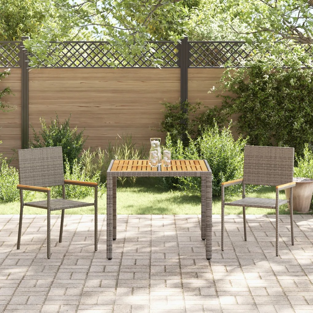 Kert étkező szett 3 pcs Szürke 90 x 90 x 75 cm polirattan