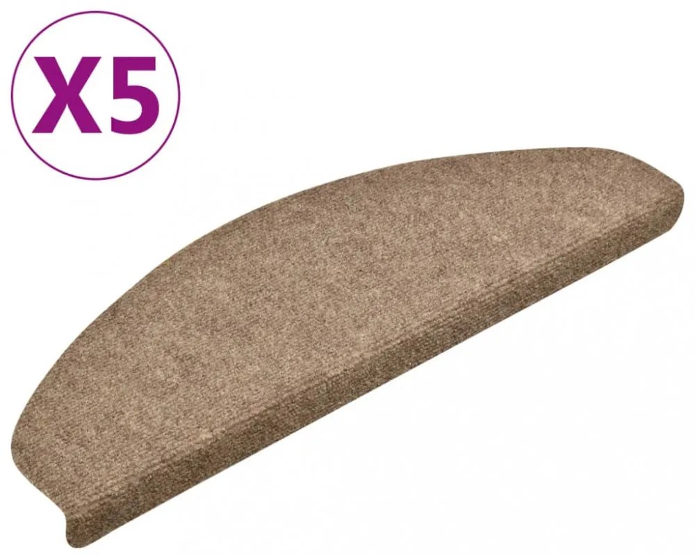 5 db krémszínű tűlyukasztott öntapadó lépcsőszőnyeg 65x21x4 cm