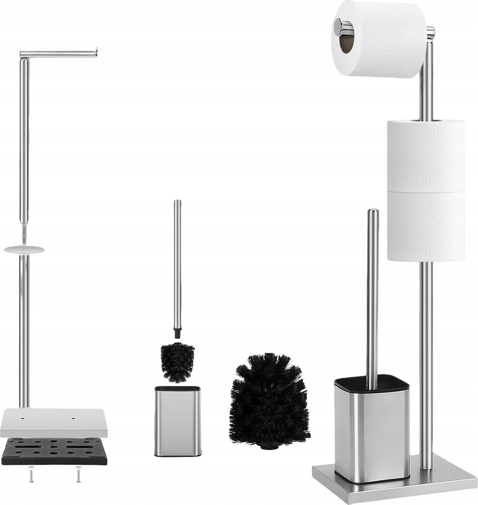 Wc-papír Tartó Állvány És Wc Kefe Ezüst Rozsdamentes