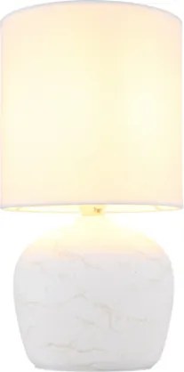 Globo 21739W Asztali lámpa, kerámia fehér, textil fehér, kábel PVC fehér, billenőkapcsoló a kábelen, ø: 160mm, M: 315mm, kábel hossza 1300mm, 1x E14 40W 230V izzó nélkül
