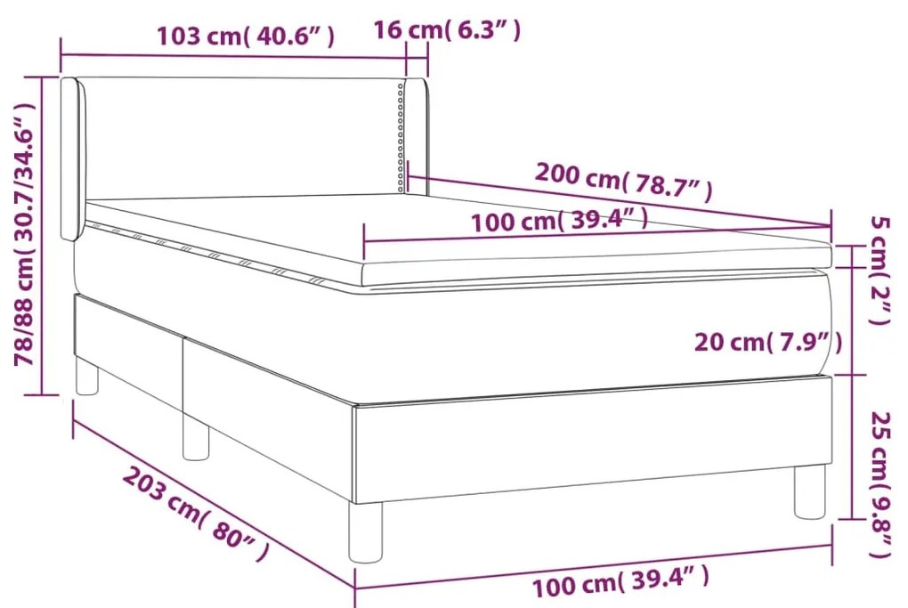 krémszínű műbőr rugós ágy matraccal 100 x 200 cm