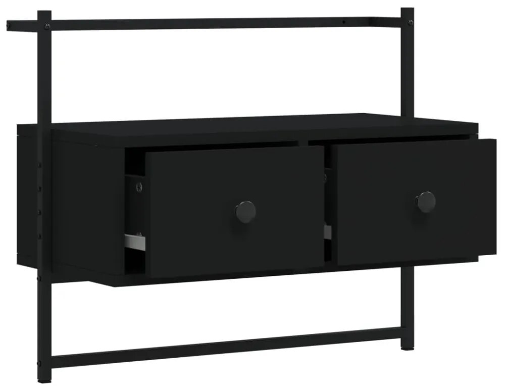 fekete szerelt fa fali TV szekrény 60,5 x 30 x 51 cm